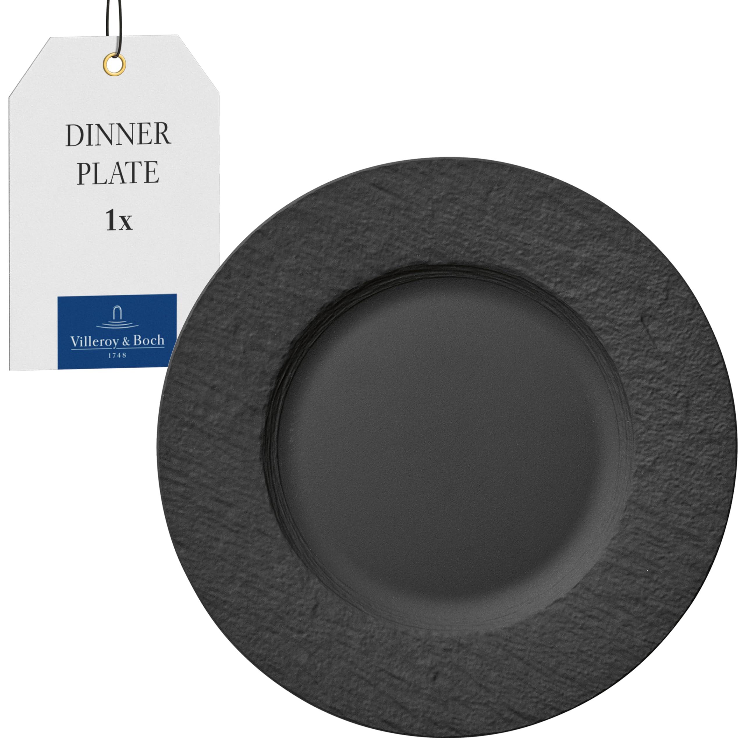 Villeroy & Boch – Manufacture Rock Dinner Plate 27 cm Black, Dishwasher Safe, Microwave Safe, Large Black Plate Ceramic, Premium Porcelain