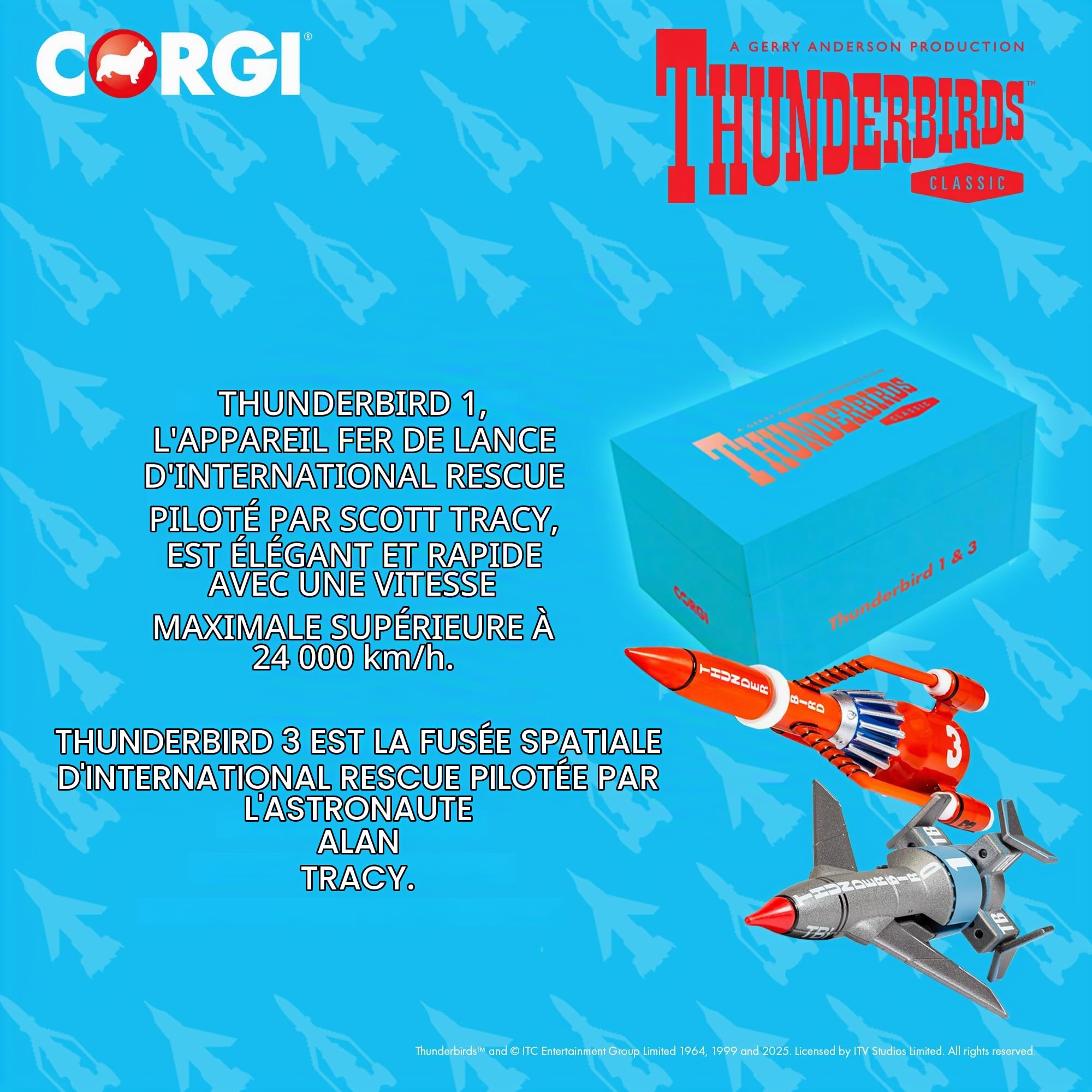 Corgi CC00902 Thunderbirds F.A.B. Collection - Modèles de véhicules Thunderbird 1 et 3