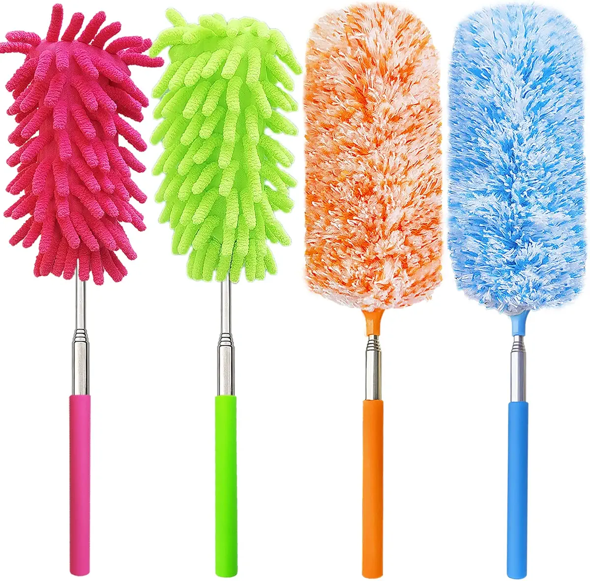 4 pcs Extendable and Washable Microfibre Feather Duster,13&#34; to 30&#34; Reachable, Microfibre Cleaning Tool, Small Dusters for Cleaning Office, Car, Computer, Furniture, Sofa
