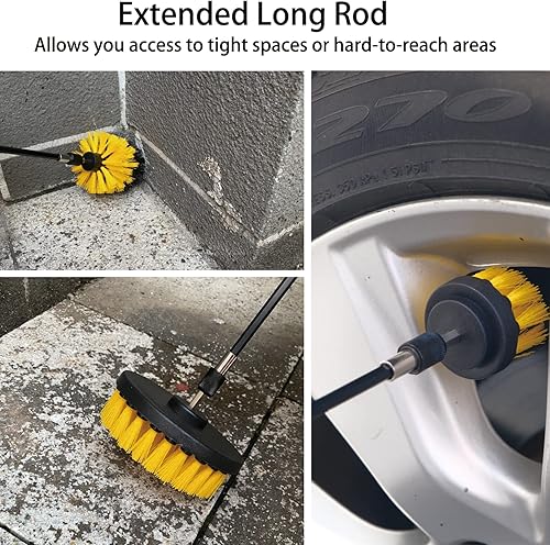 Miniatura 6 de Juego de accesorios de cepillo de taladro, paquete de 7 cepillos de limpieza eléctrica de 14 pulgadas + accesorio prolongado para taladro, cepillo