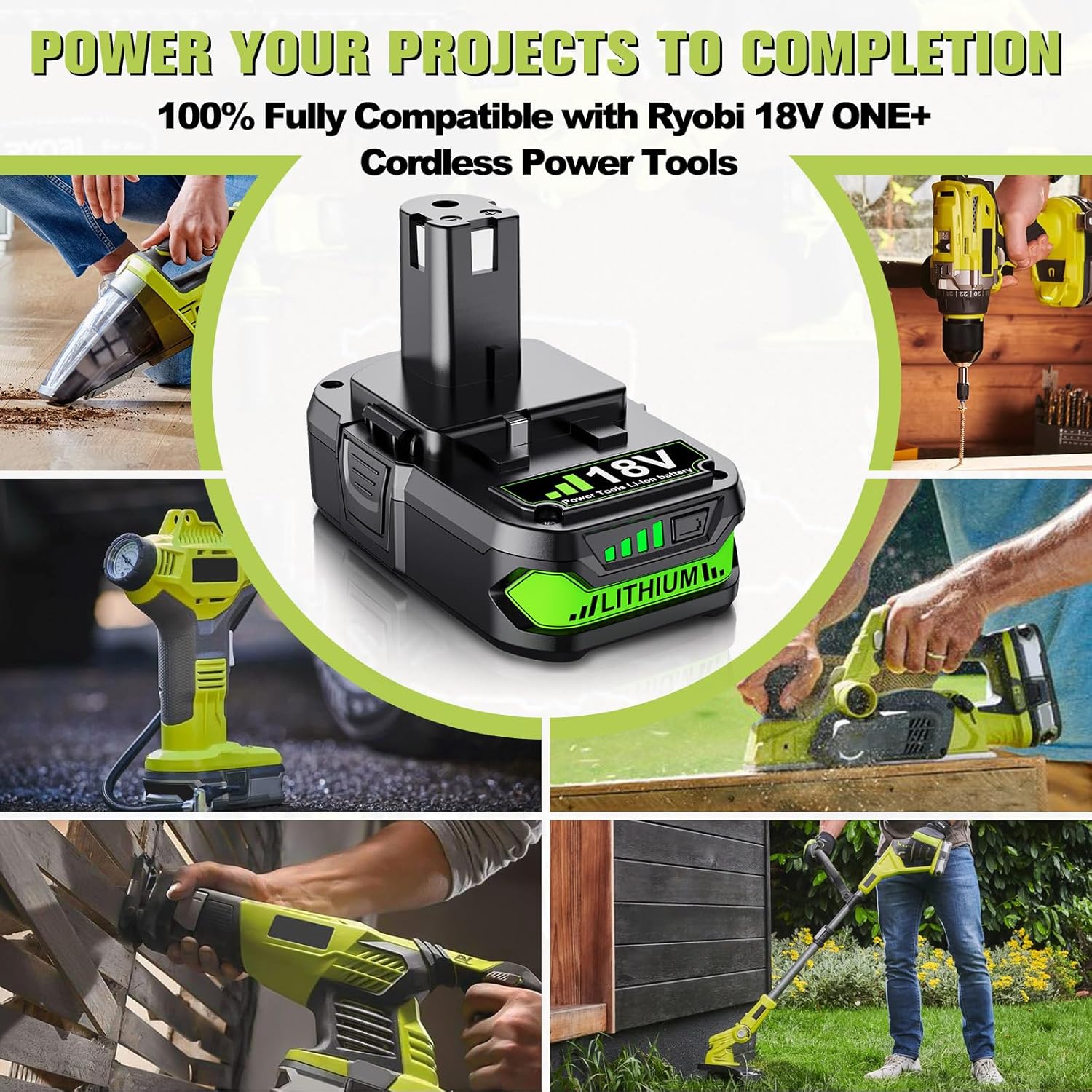 2Pack Upgraded 4.0Ah Replacement for Ryobi 18V Battery and Dual Charger Combo Compatible with Ryobi 18 Volt Lithium Battery ONE Plus P103 P104 P105 P107 P109 P190 P191 P122 Power Tools - Image 7