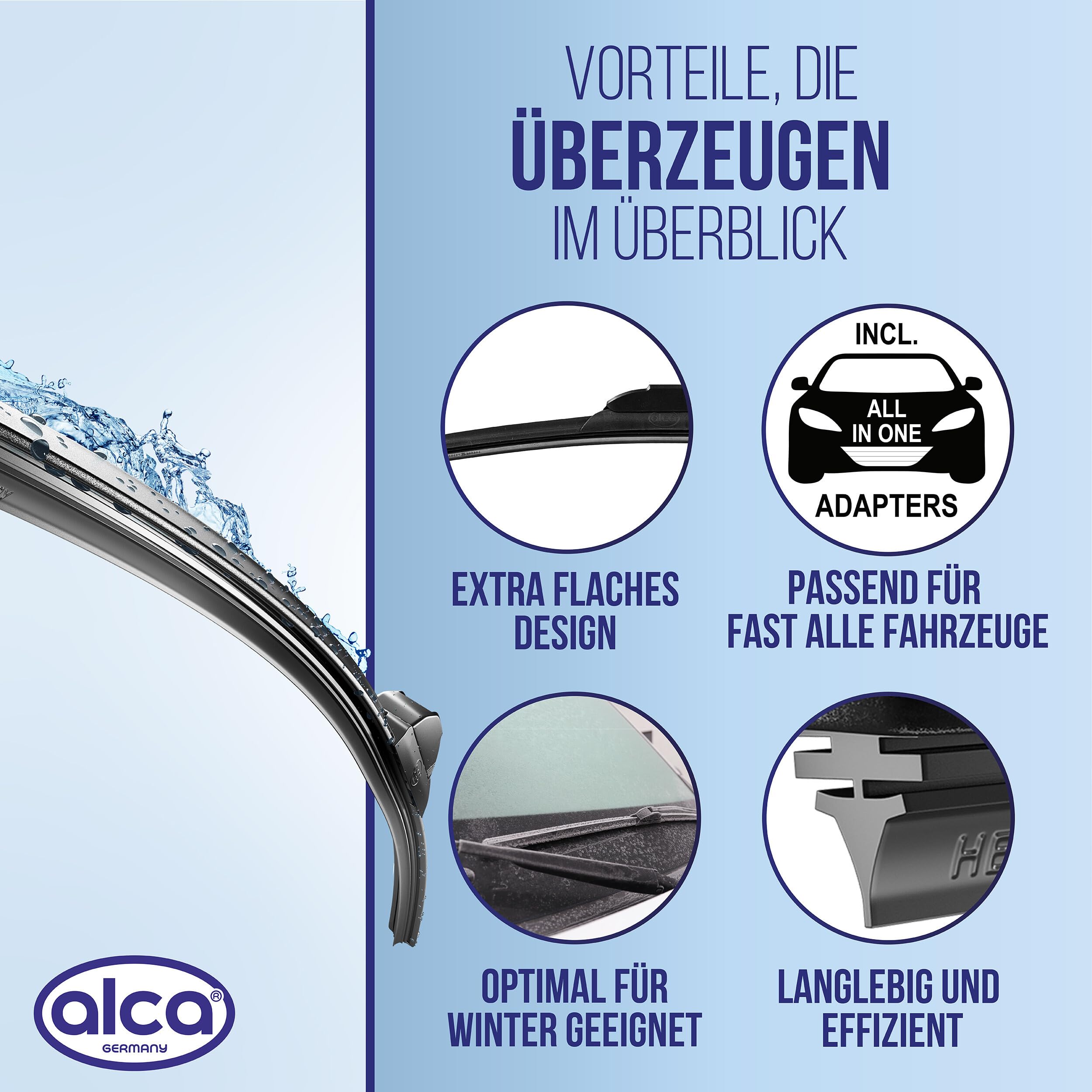 alca® Zestaw wycieraczek przedniej szyby pasuje do VW PASSAT CC (05.2008 – 11.2011) SUPER FLAT płaska wycieraczka