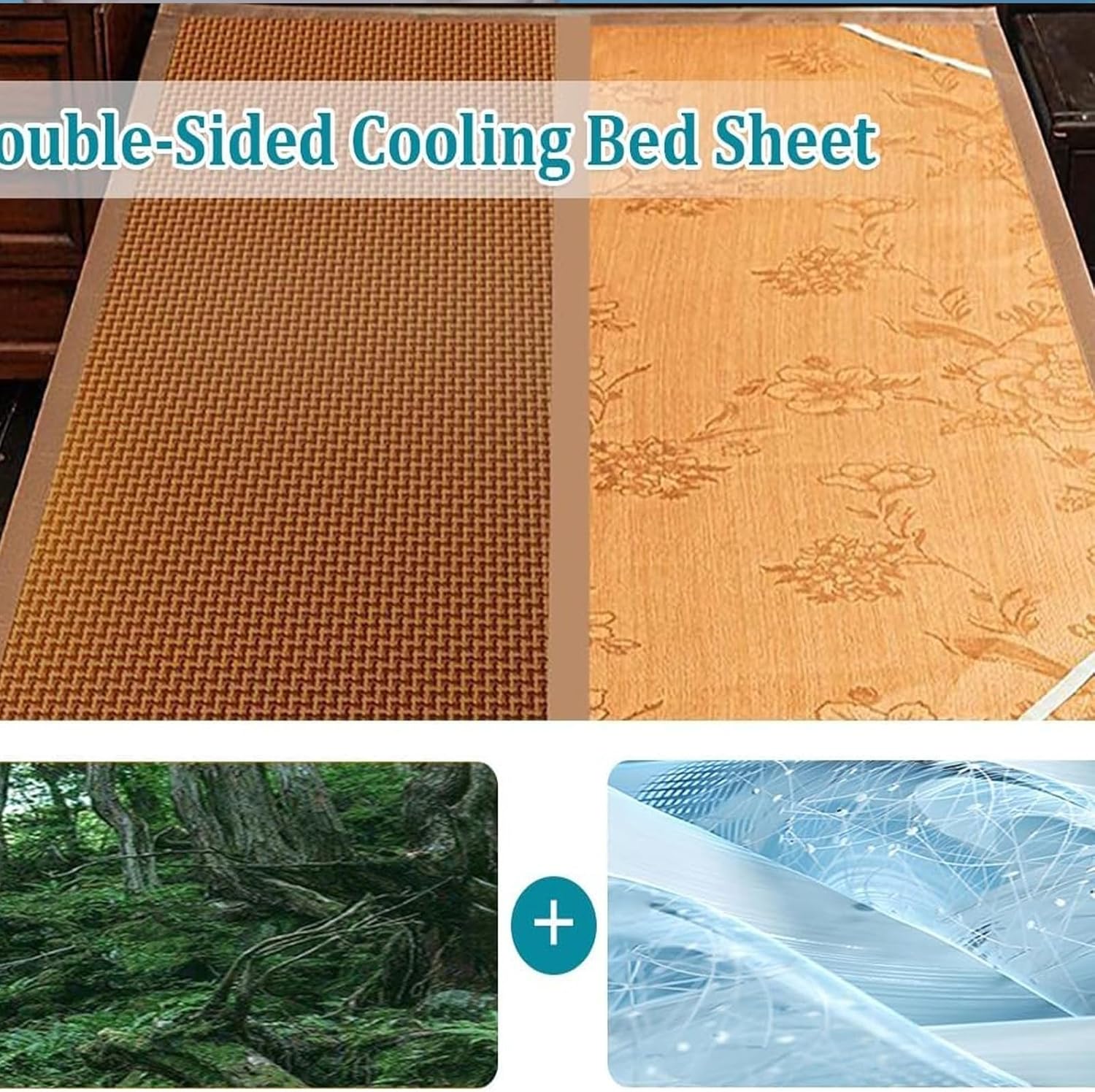 Summer Sleeping Mat, 2/3 Piece Set Breathable Home Cooling Mats, Bamboo and Rattan Woven Cooling Mat, Folding Air Conditioning Mats for Bed, for Living, Bedroom, Floor(Brown,90x190cm/35.4x74.8'