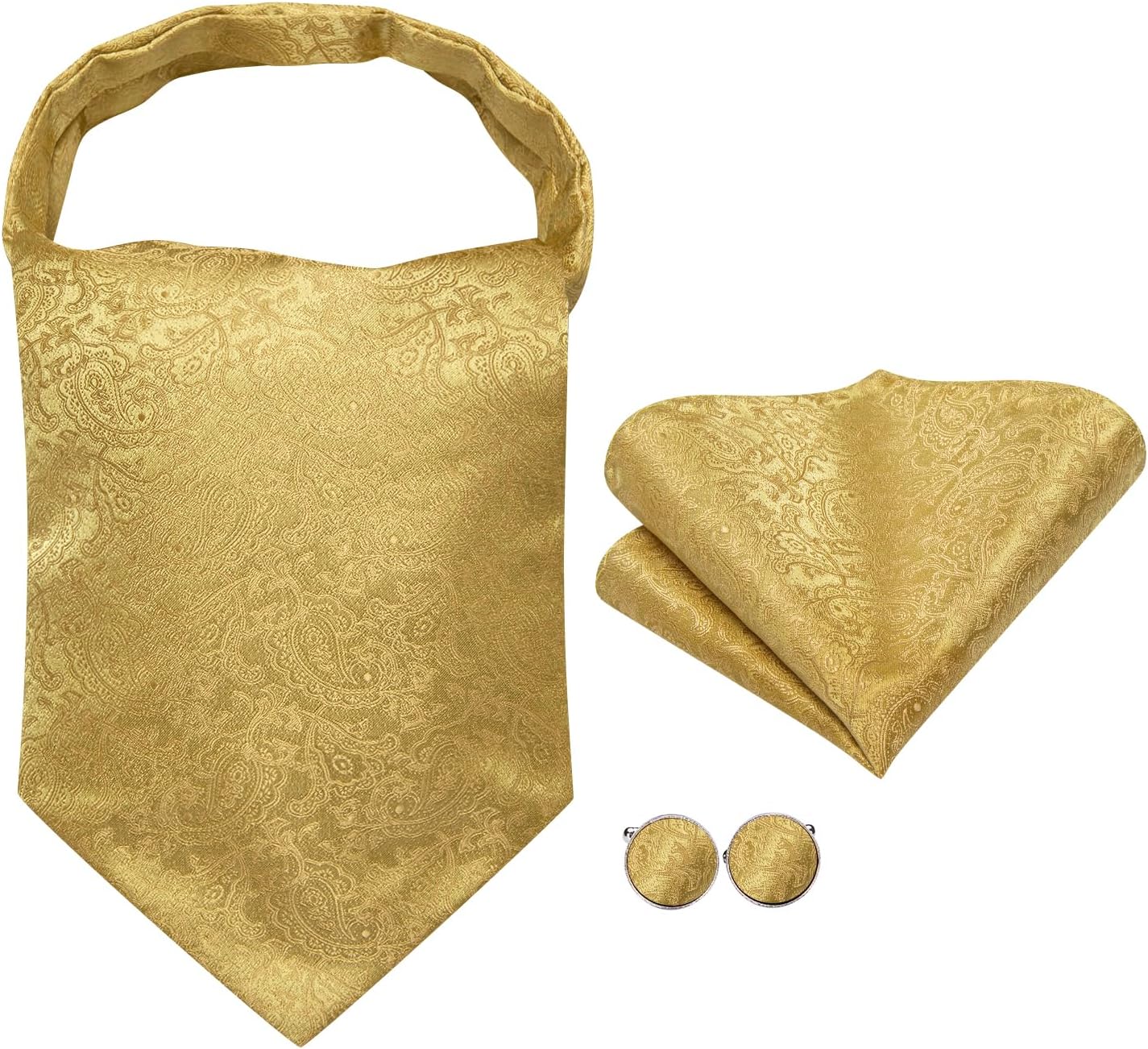 Dubulle Paisley Floral Ascot for Men Self Tie Mens Cravat and Pocket Square Cufflinks Wedding - Image 3