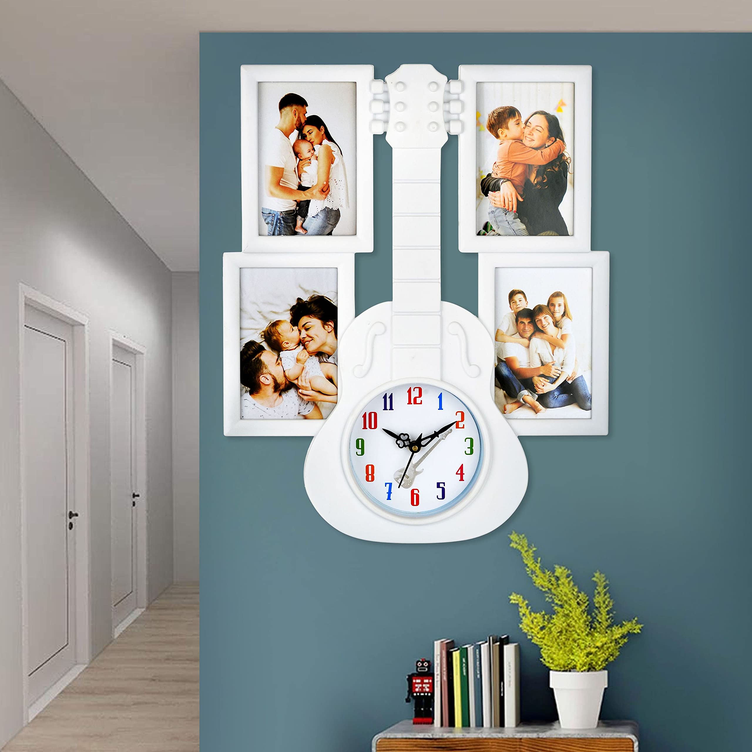 Harbour Analog Latest Stylish New Models Wall Clock with Photo Frames for Home Living Room Hall Bedroom (Size Height 43.5 CM X Width 40 CM)- Home Decor Big Size Wall Clock MZ WL25 15 (B09FPT8KXM) Amazon Price History, Amazon Price Tracker