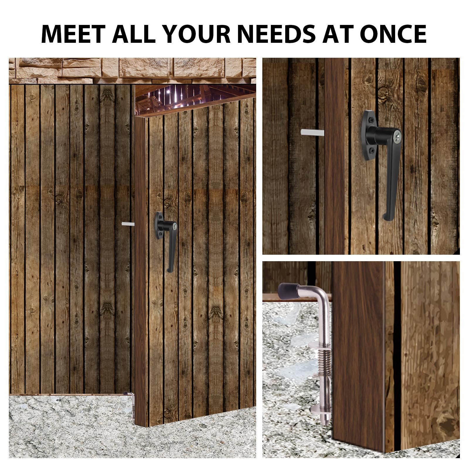 Kit de pestillo de puerta de cobertizo con 5 llaves, kit de bloqueo de mango en L y 2 paquetes de herrajes con resorte para cobertizos, puertas, puertas de granero, ventana de madera,