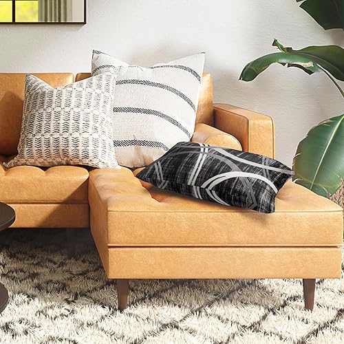 Miniatura 5 de Snycler Juego de 2 fundas de almohada con círculos ondulados, modernos anillos de contraste opacos, fundas geométricas para sofá, hogar, decoración