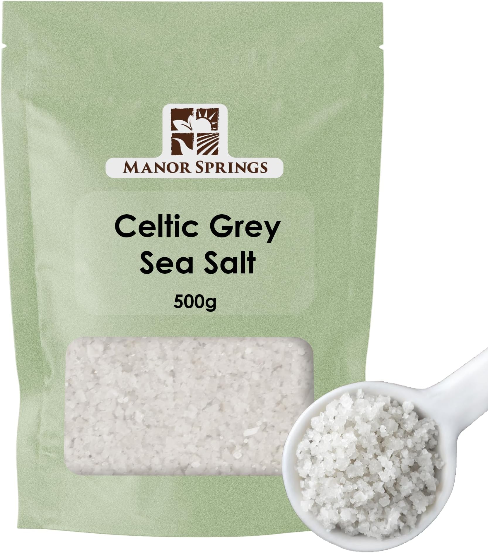 Celtic Sea Salt 500g - Hand Harvested Light Grey Celtic Salt Crystals from France by Manor Springs