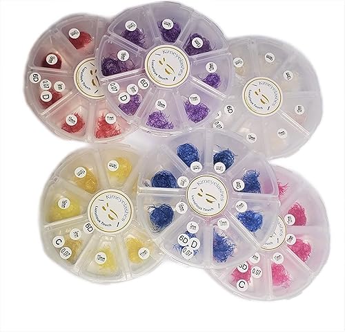 Kimeyelashes Color Premade Fans Eyelash Extensions 6D C and D Curl Red Pink Purple White Blue Yellow Mixed Lengths 9-16mm 1000 Volume Fans Skinny