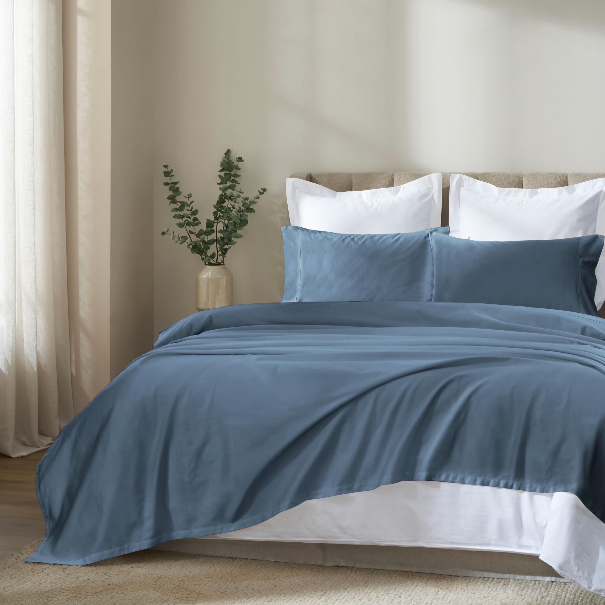 Superior Apus Set di lenzuola in cotone, tessuto in rasatello, biancheria da letto morbida, lusso moderno, confortevole, facile da pulire, elementi essenziali per la decorazione della casa, design a