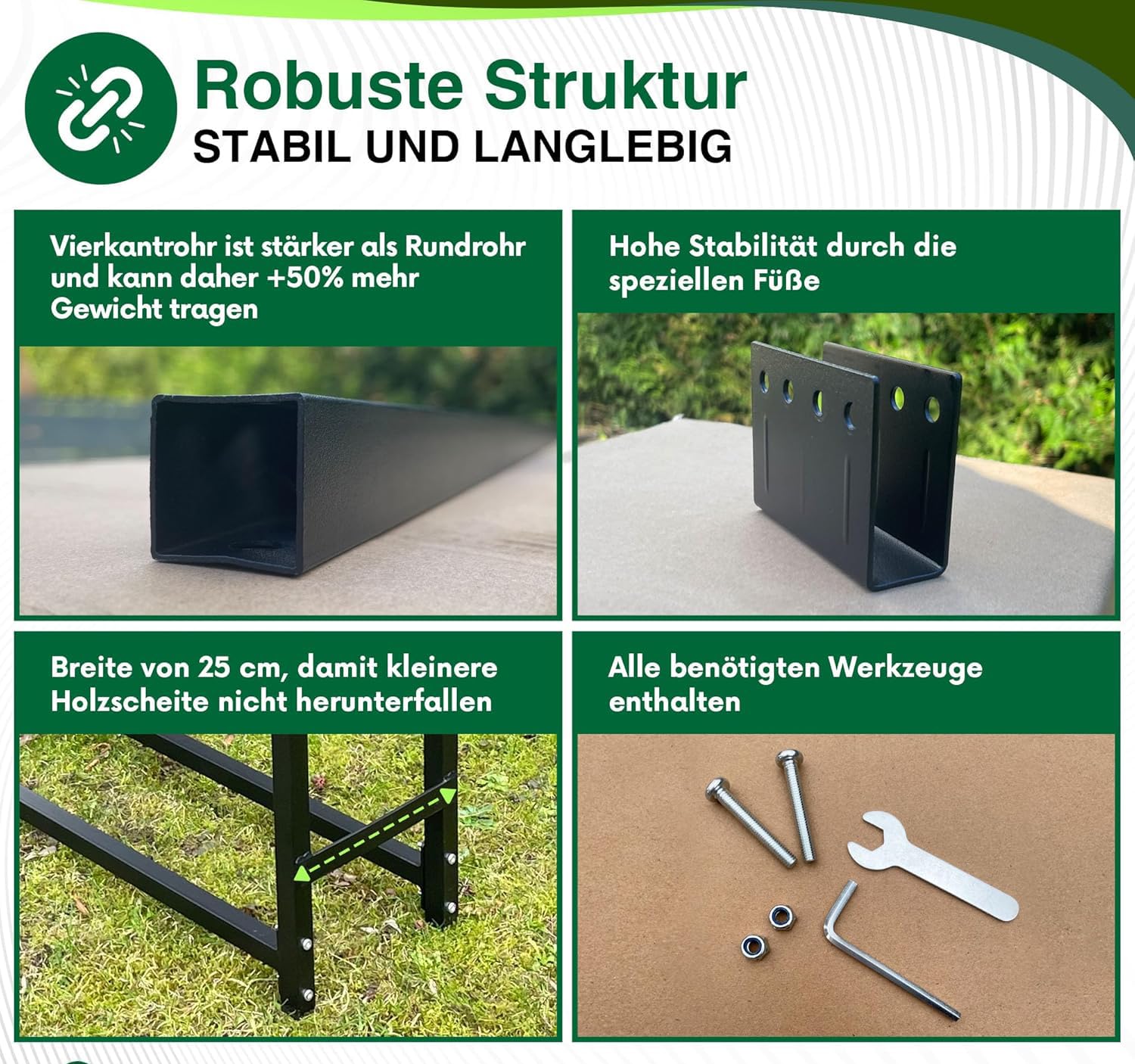 WIELS® Brennholzregal außen 400x25x115cm, Kaminholzregal Metall + Abdeckung, Kaminholzunterstand 1400kg Wasserdichter Holzlager Holzstapelhilfe für Garten Terrasse (400x25x115cm)