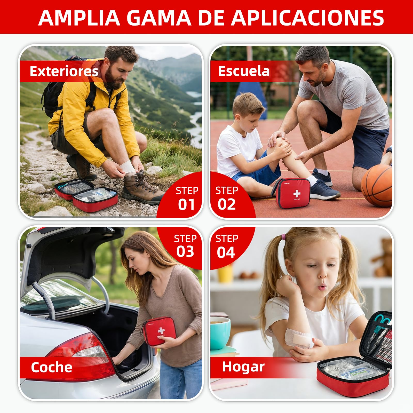 HONYAO® Botiquin de Primeros Auxilios 125 Piezas, Portátil First Aid Kit, Kit Primeros Auxilios, Mini Botiquin para Coche Casa Lugar Trabajo Mochila Acampar Hogar Senderismo Viaje