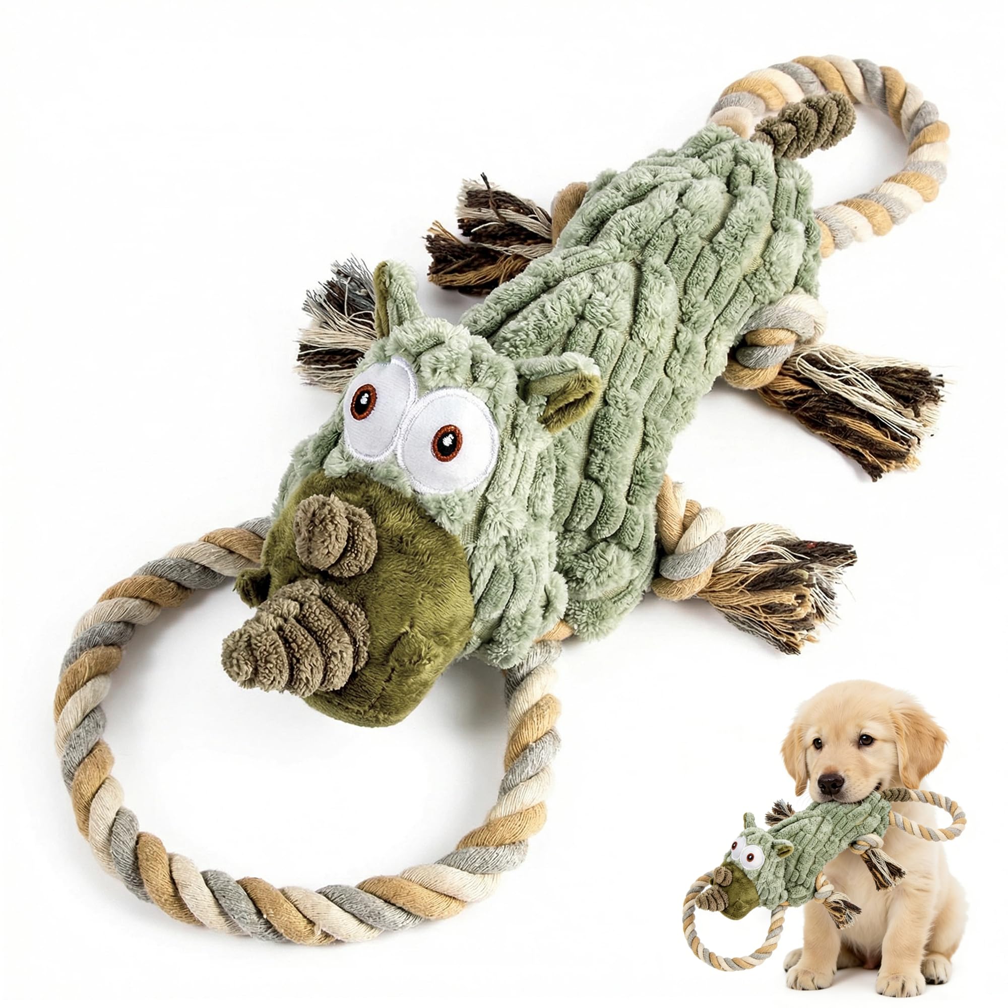 LIINOOVATE Indestructible Dog Toys for Large Dogs - Squeaky interactive Plush Christmas Dog Toy for Puppy Small Medium Big Boredom To Keep Them Busy, Soft Animal Crinkle Stuffed Toy Gift (Large)