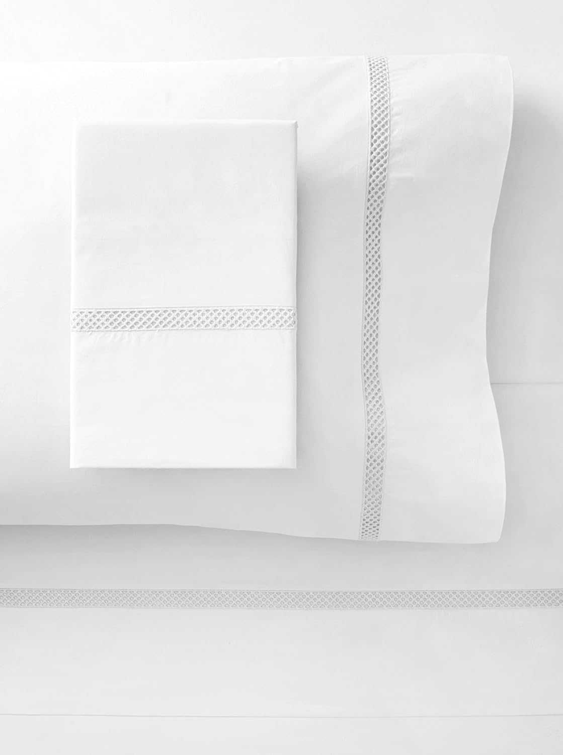 Silverline Percale Lace Queen Sheet Set, White, Queen Sheet