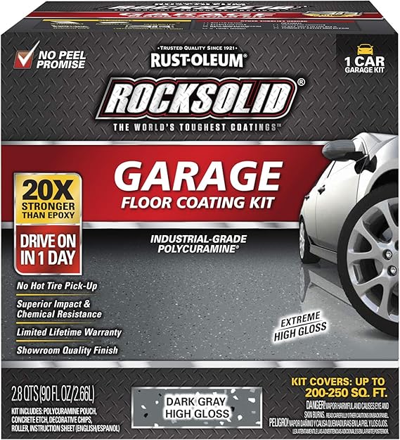 RustOleum 317286 Rocksolid Polycuramine Garage Floor Coating, 1 Car