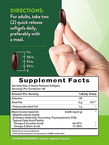 Miniatura 2 de Nature's Truth Pastillas de aceite de semilla negra  2,000 mg  120 cápsulas blandas  Comino virgen prensado en frío  Suplemento sin OMG y sin gluten