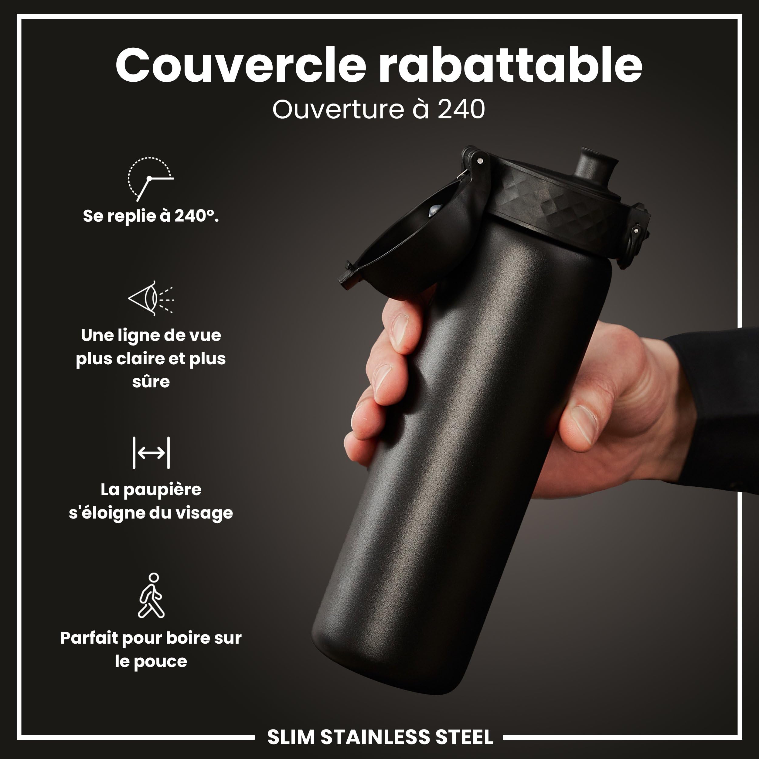 Gourde ION8 Inox 600ml - Anti-Fuite, Léger, Lavable Lave-Vaisselle - Gris - Parfait École/Bureau