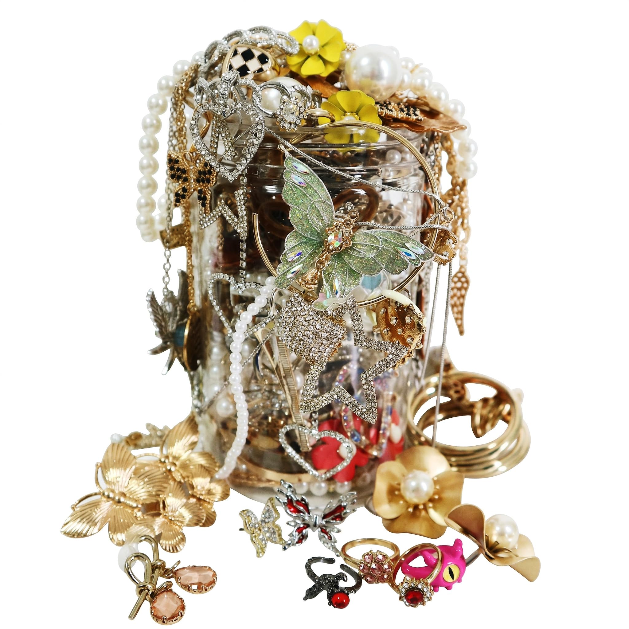 Mystery Jewelry Jar Set - Available in Two Different Specifications（necklaces, earrings, rings, bracelets, keychains, and hair clips,） with postcards, envelopes, and gift bags, Birthday Gifts for Her or help yourself