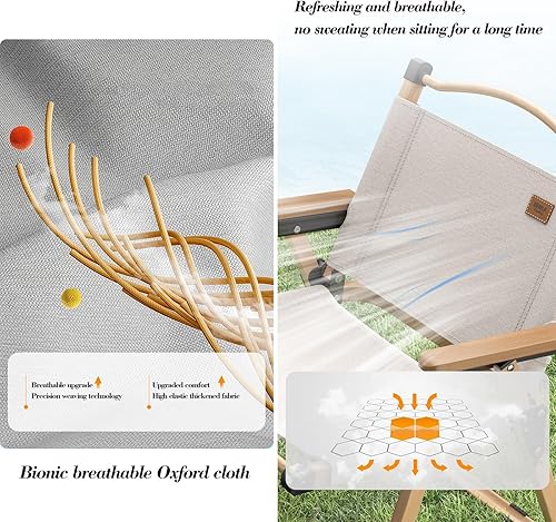 Miniatura 7 de Folding Camping Chairs, Portable Outdoor Beach Chair Foldable, Light Outdoor Chairs for Picnic Lawn Leisure Park Travel Hiking Fishing(Black,Large)