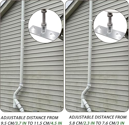Miniatura 4 de 2 juegos de soporte de tubo ajustable de 4 pulgadas, soporte de abrazadera ajustable resistente con tornillo y tubo de expansión, soporte de pared