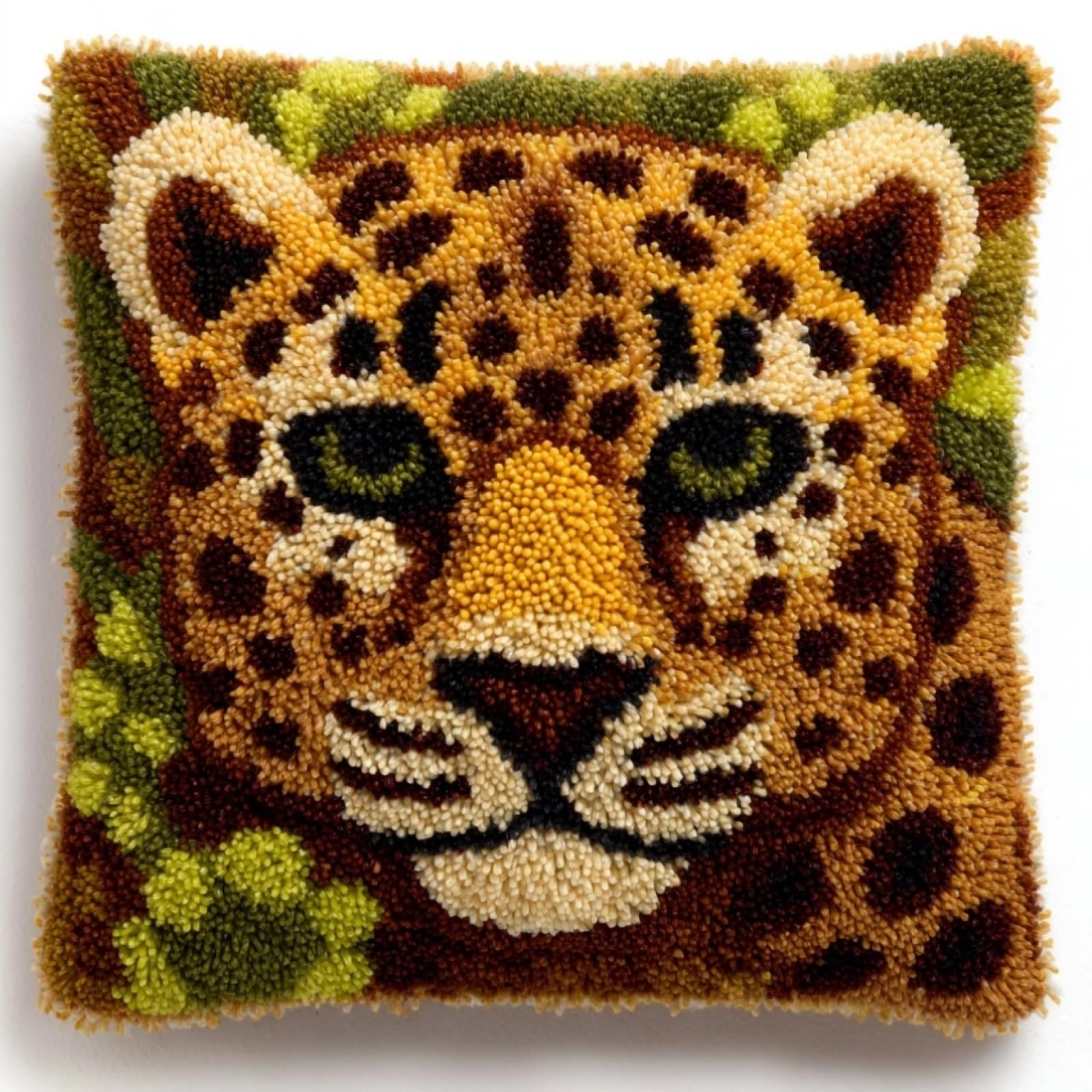 Axiangzik Leopard Latch Hook Pillow Kit 17X17in,