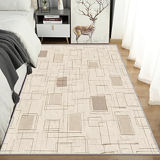 Waschbarer geometrischer Wohnzimmerteppich, 250 x 250 cm, modernes abstraktes Rutschfester Teppiche, minimalistischer, weicher Kurzflorteppich für Schlafzimmer, Esszimmer und Büro Dünn