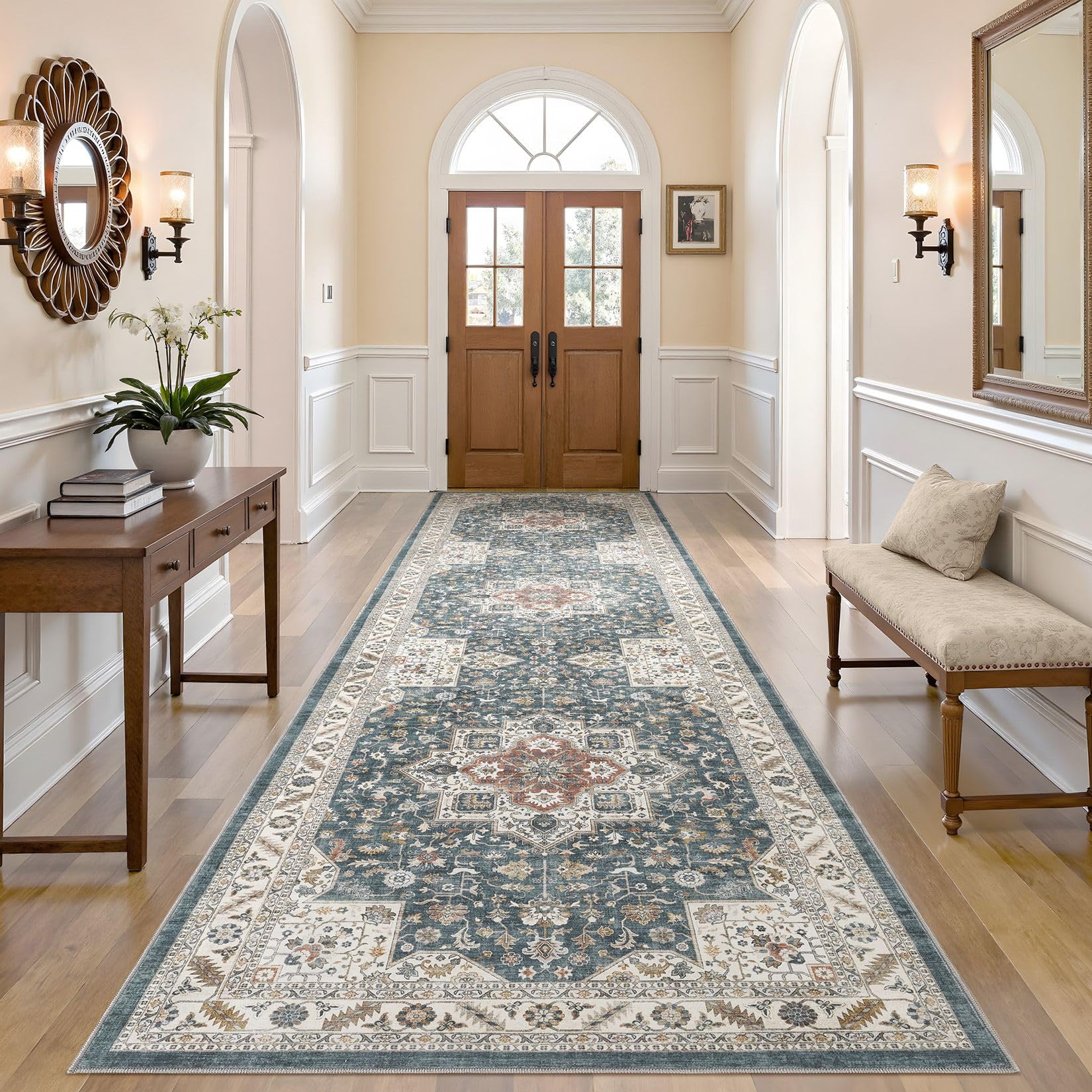 cotiled 3x10 Hallway Runner Rug for Entryway, Non-Slip Vintage, Vintage Blue โ image 1