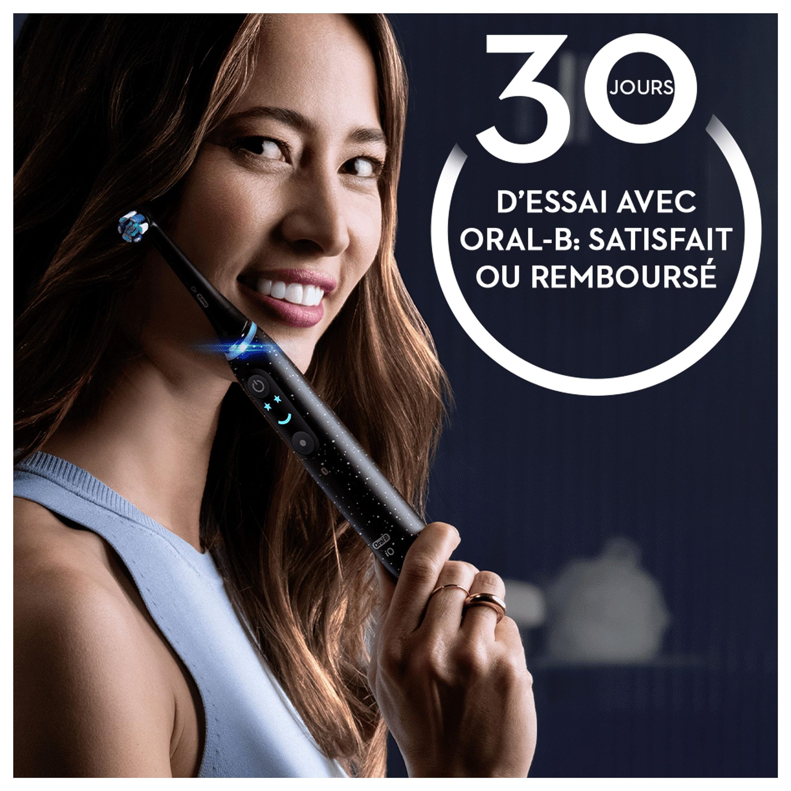 Oral-B Pack Brosse A Dents Electrique iO10, Brossettes Ultimate Clean, ORIGINALES, Lot De Manche Oral B Noir avec Un Embout Rond Et 7 Modes De Nettoyage, 4 Têtes, Brossage En Profondeur, En Carton