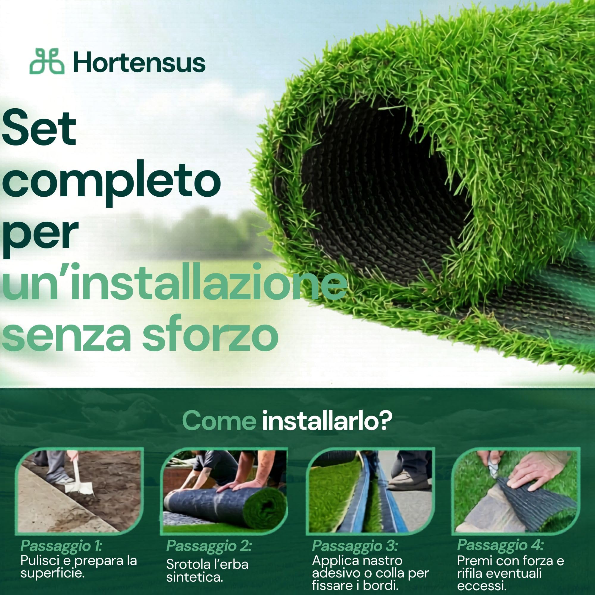 Tappeto Erba Sintetica 1 x 4m | Per Esterni, Resistente ai Raggi UV, Drenante, Antiscivolo, Ideale per Cani