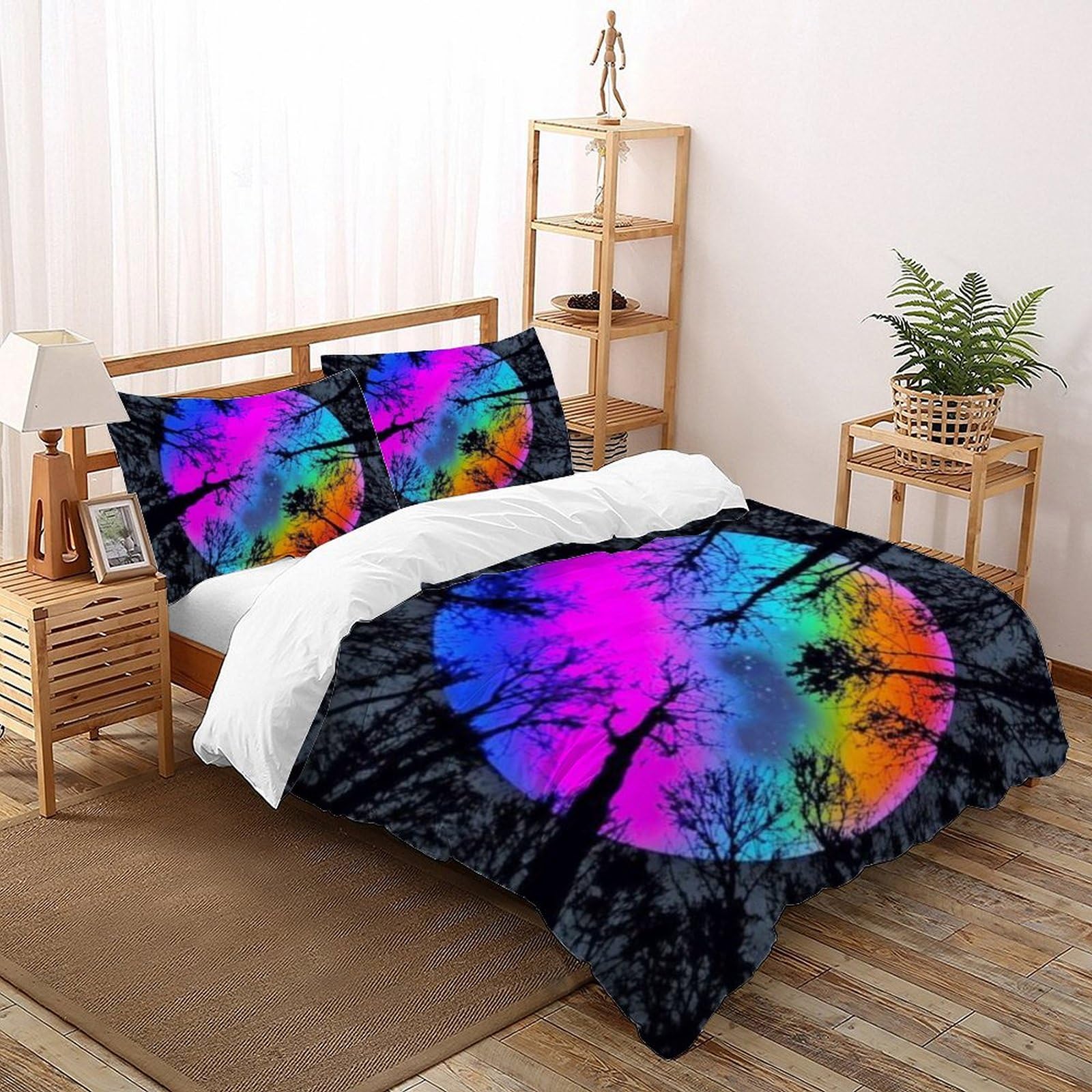 Housse de couette King 220x240cm forêt imprimé 3D en microfibre