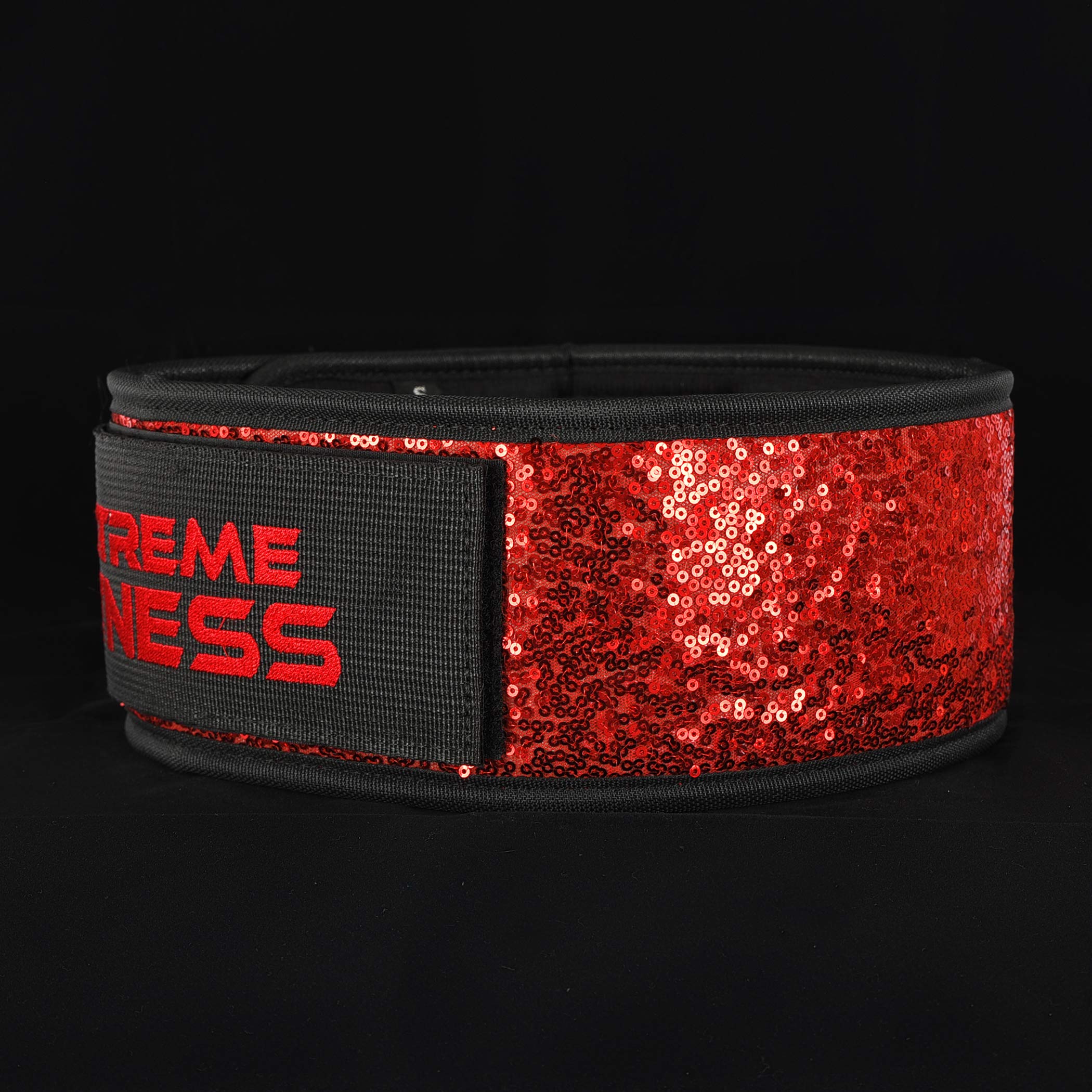 Extreme Fitness Womens Weightlifting Belt | Olympic Lifting, Sparkle Belt 4 Inches, Back Support For Power Lifting and Athletes (Red, Small)