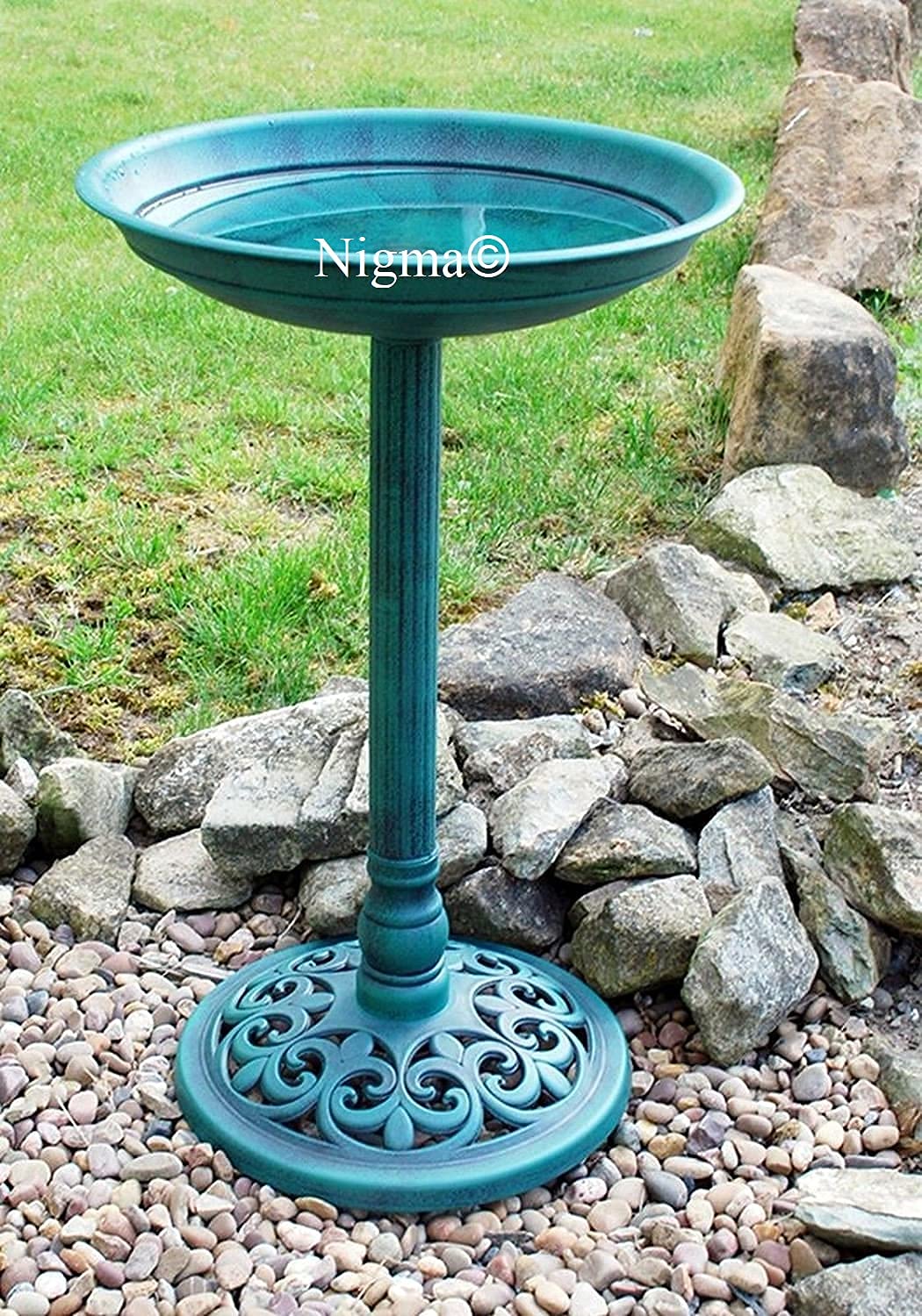 NEW GREEN PEDESTAL TRADITIONAL BIRD BATH PEDESTAL OUTDOOR TABLE GARDEN ORNAMENT