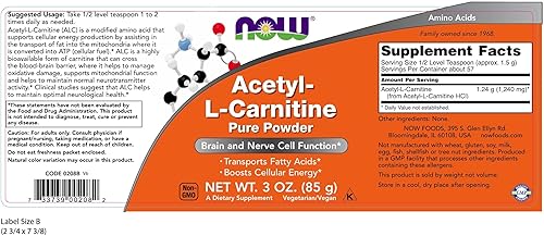 Miniatura 2 de Acetil-L carnitina, polvo puro, polvo de 3 onzas por NOW Foods (paquete de 3)