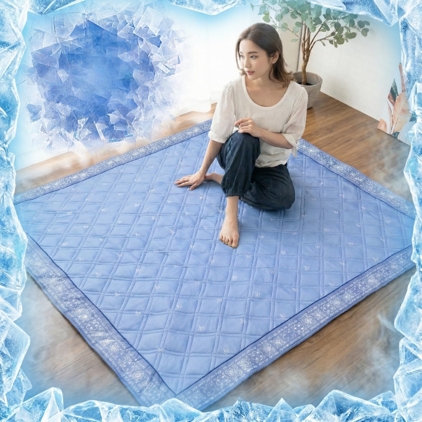 Amazon | 【Amazon.co.jp限定】W冷感 ラグ 接触冷感 夏用 185×185cm