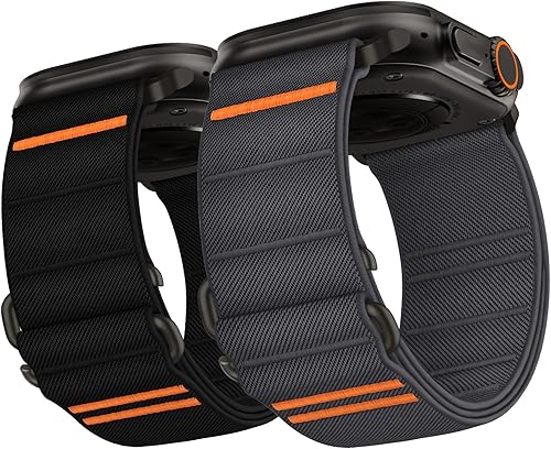 Miniatura 21 de Suitisbest Paquete de 2 correas deportivas compatibles con Apple Watch Ultra de 49mm 46mm 45mm 44mm 42mm 41mm 40mm 38mm, correa deportiva elástica