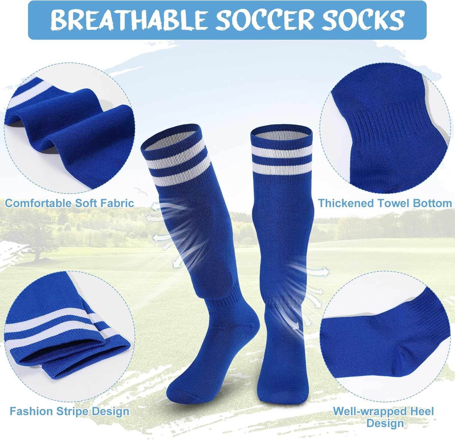 Toulite 4 Sets Soccer Shin Guards and Socks for Youth Kids, Soccer Shin Pads Long Socks for 7-15 Year Old Child, Gear Football Equipment for Boys Girls Toddlers Teenagers - Image 4