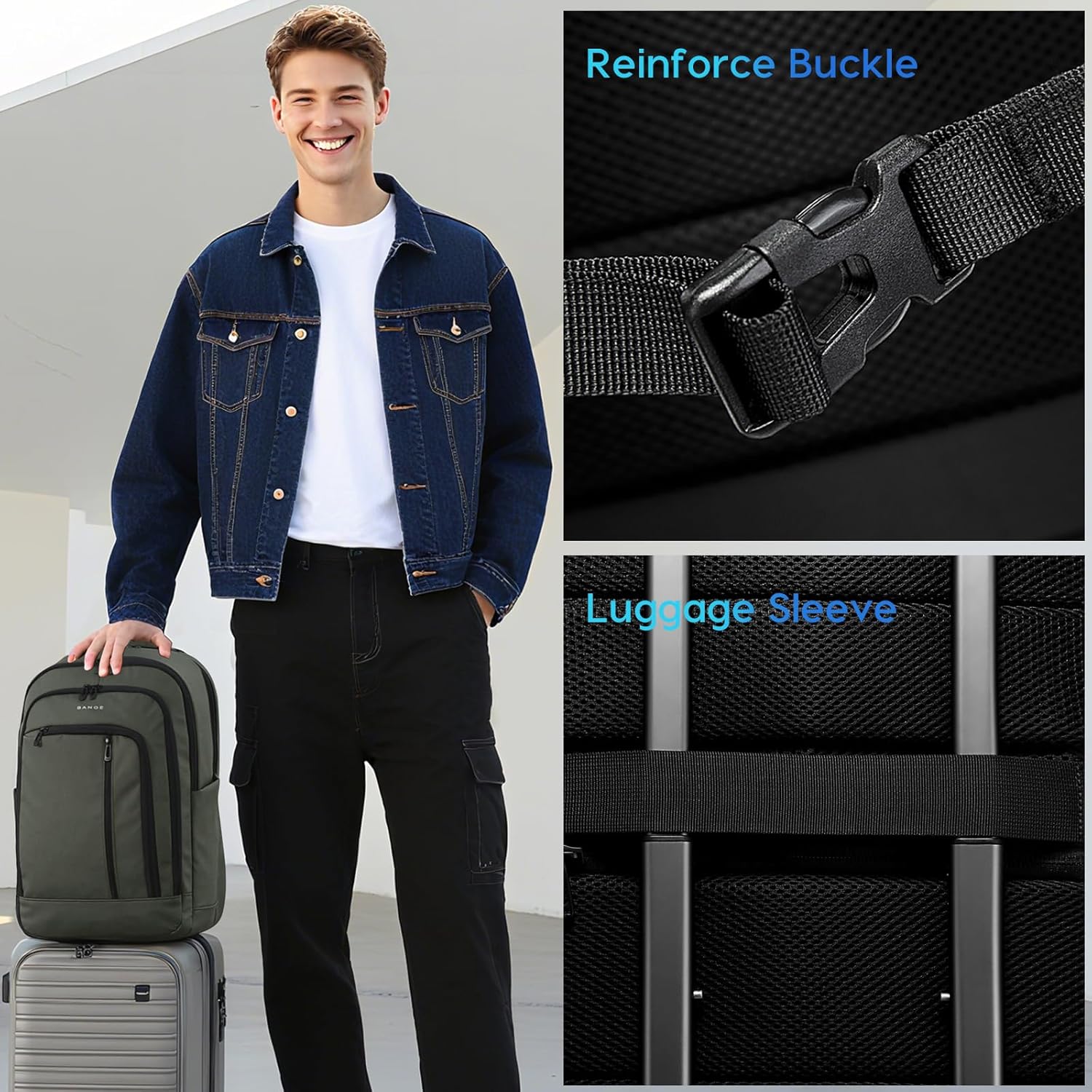 BANGE 28L Lightweight Hiking Backpack, 15.6 Inch Laptop Rucksack for Travel & Outdoor, Water-Resistant Daypack for Commuting, Gym, Camping, and Business Trips – Unisex Design