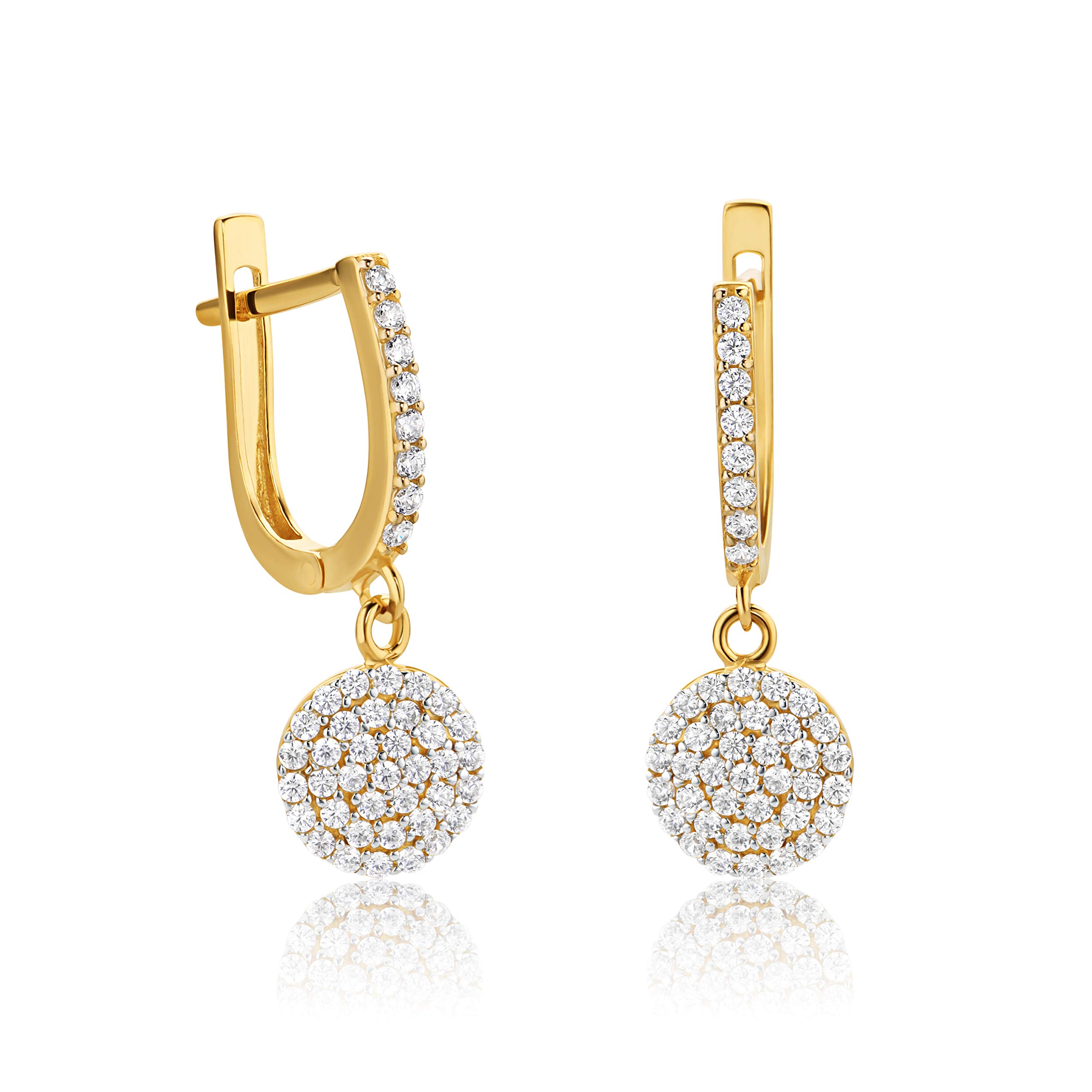 Orecchini In Oro Giallo 9 Carati (375) Con Zirconi – Lunghi 21 Mm, Made In Italy, In Confezione Regalo - 3