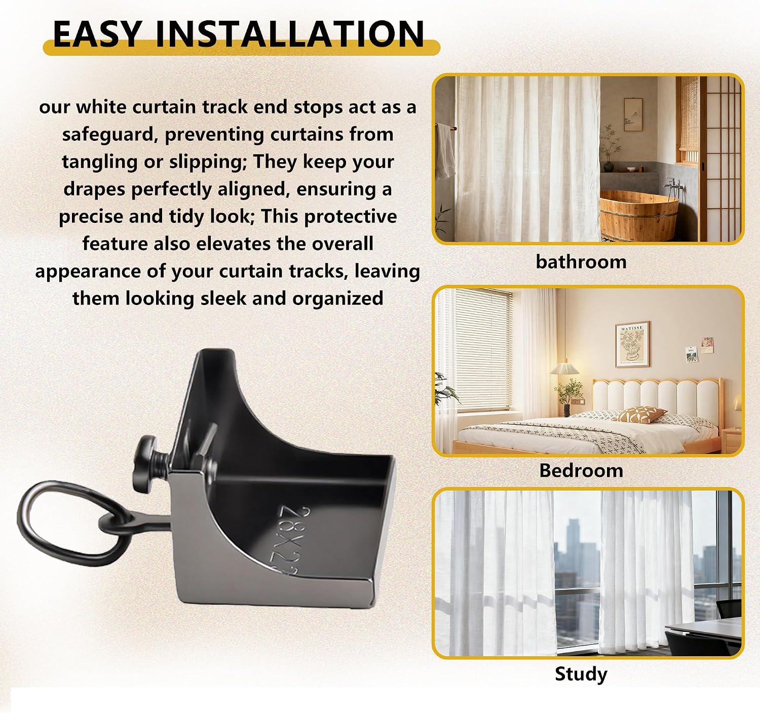 8-Pack Grey Curtain Track End Caps, Iron Stops for Drapes – Quiet Operation and Easy Installation for Neat Window Treatment