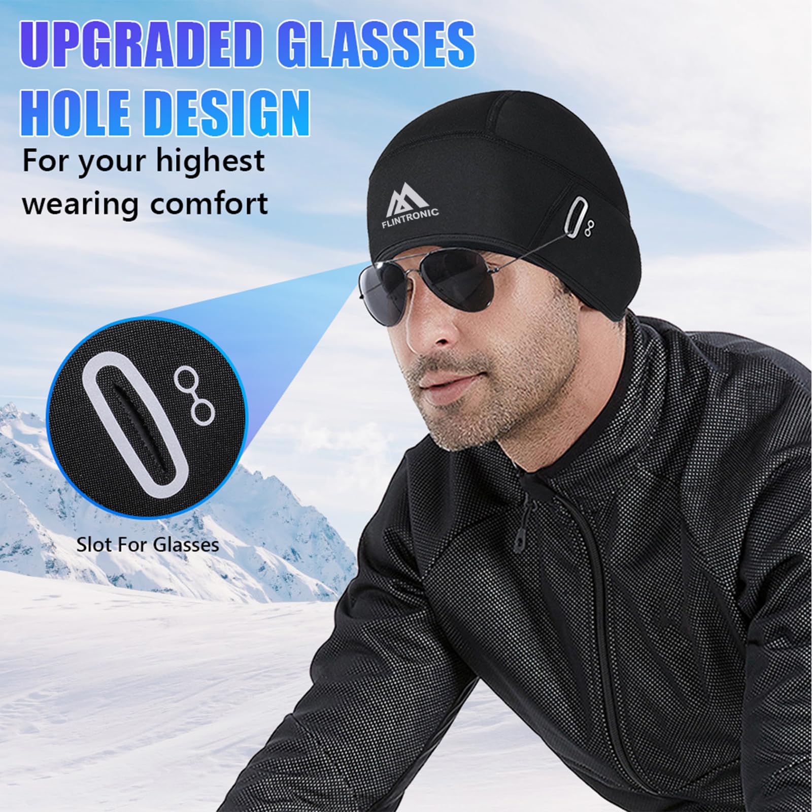 Flintronic Berretto Sottocasco Invernale da Ciclismo, Cappello da Bici Unisex per Uomo e Donna, per Sci, Corsa e Pattinaggio