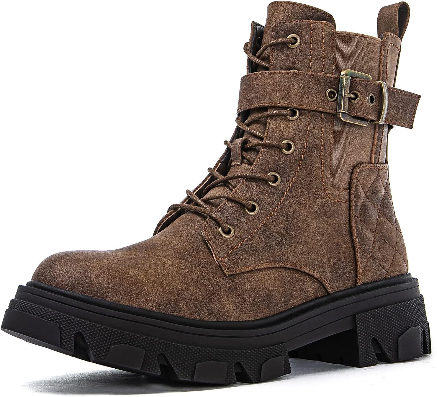 GLOBALWIN Women's Combat Boots Lace Up Ankle Booties Comfortable Lug Sole... - Picture 24 of 46