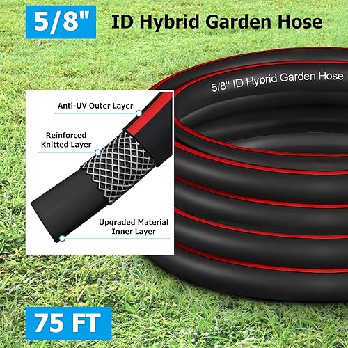 Miniatura 2 de Manguera de jardín, manguera de agua resistente a las torceduras de 58 pulgadas, manguera de goma flexible y ligera con mango de agarre giratorio,