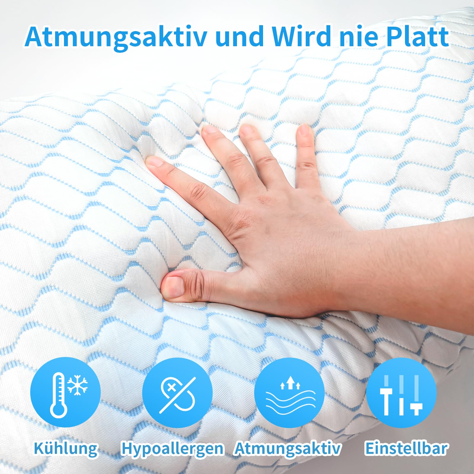 Memory Foam Kopfkissen Orthopädisches Seitenschläferkissen 40x80 cm Blaue Welle
