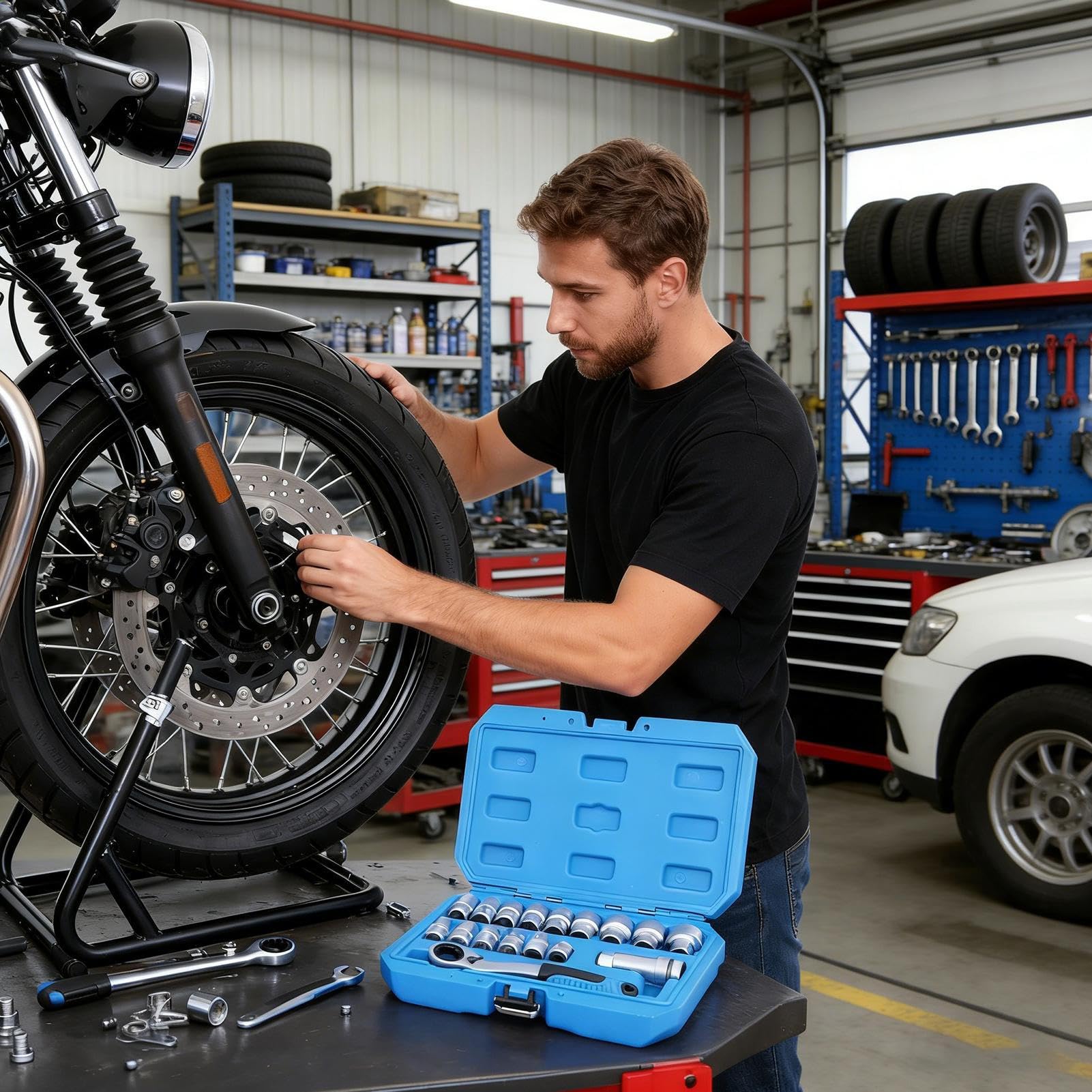 Klucz Grzechotkowy Nasadowy Przenośny Klucz z Kompletem Bitów | Mini Klucz Grzechotkowy dla Pojazdów, Samochodów, Rowerów, Domowego Użytku, Fabryki, Mechaników oraz Warsztatu