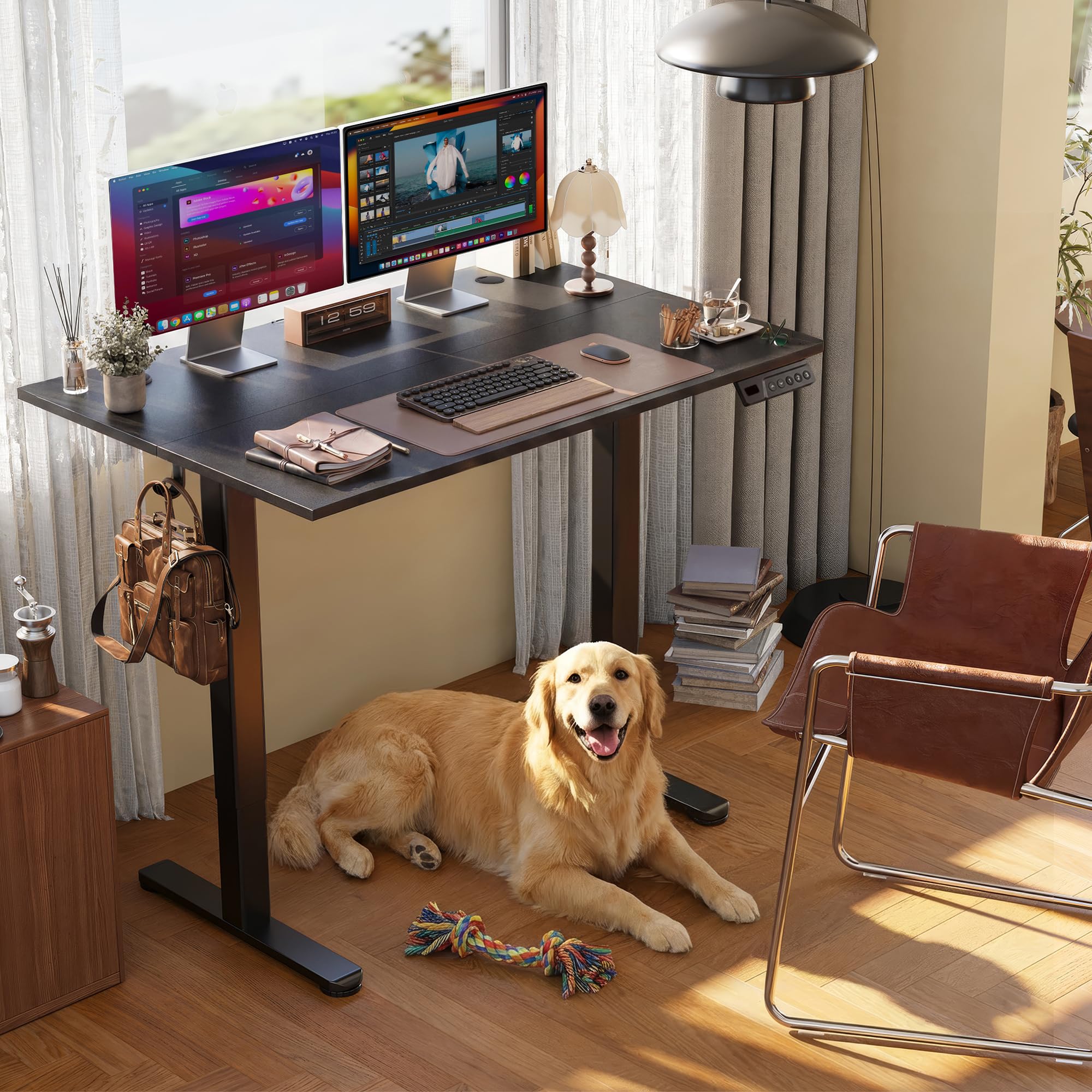 Claiks Electric Height Adjustable Standing Desk, 55x24 Inch, Black view 2