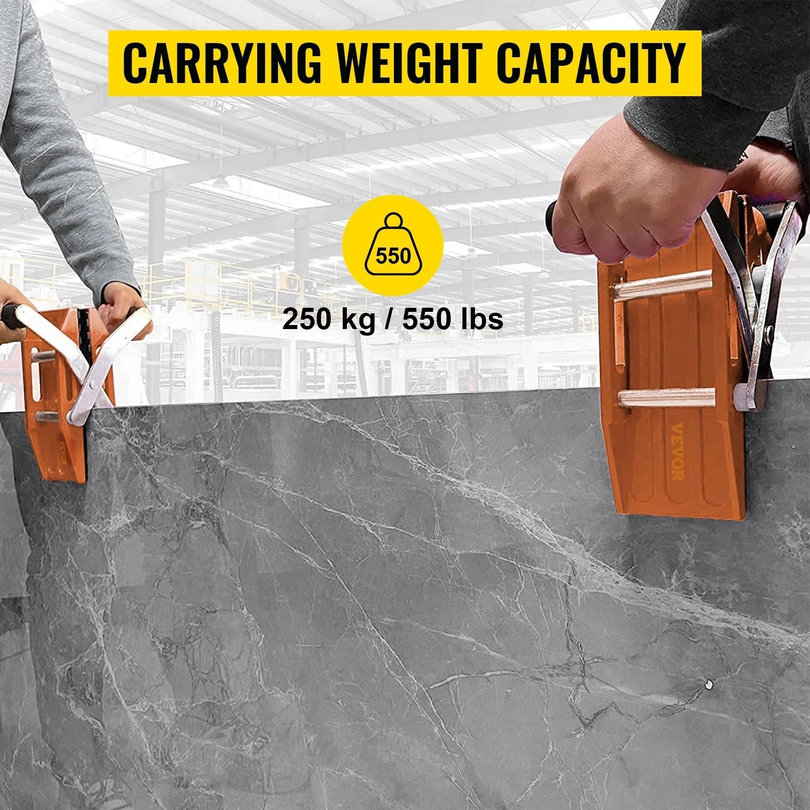 Pinze per Sollevamento Pietre 2PCS 50/60mm Granite Carrying Clamps Double Handed with Rubber Glass Stone Slab Lifting Tools for Ceramic Marble Carry(0-50MM)