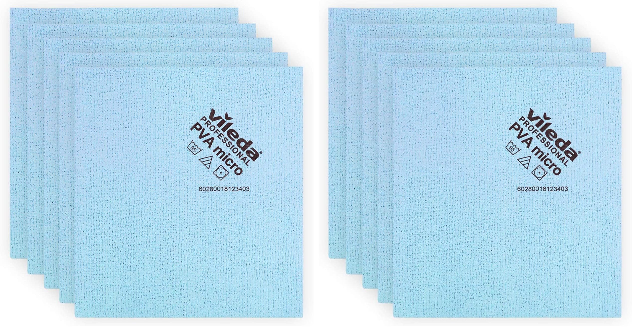 Vileda Microfasertuch, PVA Micro, 38 x 35 cm, 5 Stück, Polyester, blau (Packung mit 2)
