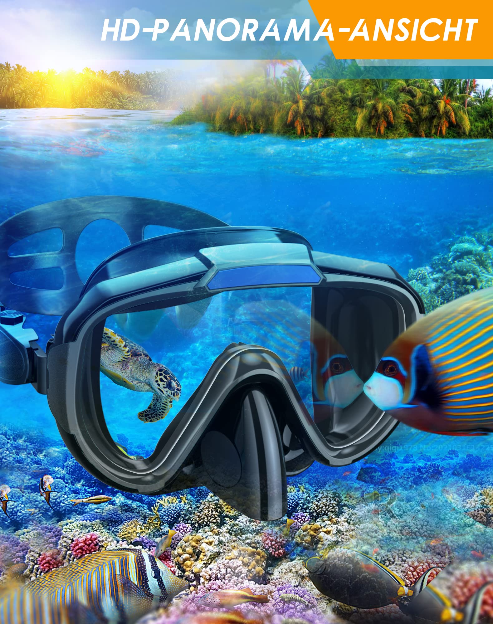 Schnorchelset Erwachsene mit Verstellbare Taucherflossen Anti-Leck & Anti-Fog Taucherbrille und Dry Schnorchel, 3 in 1 Professionell Schnorcheln Set für Schnorcheln und Schwimmen