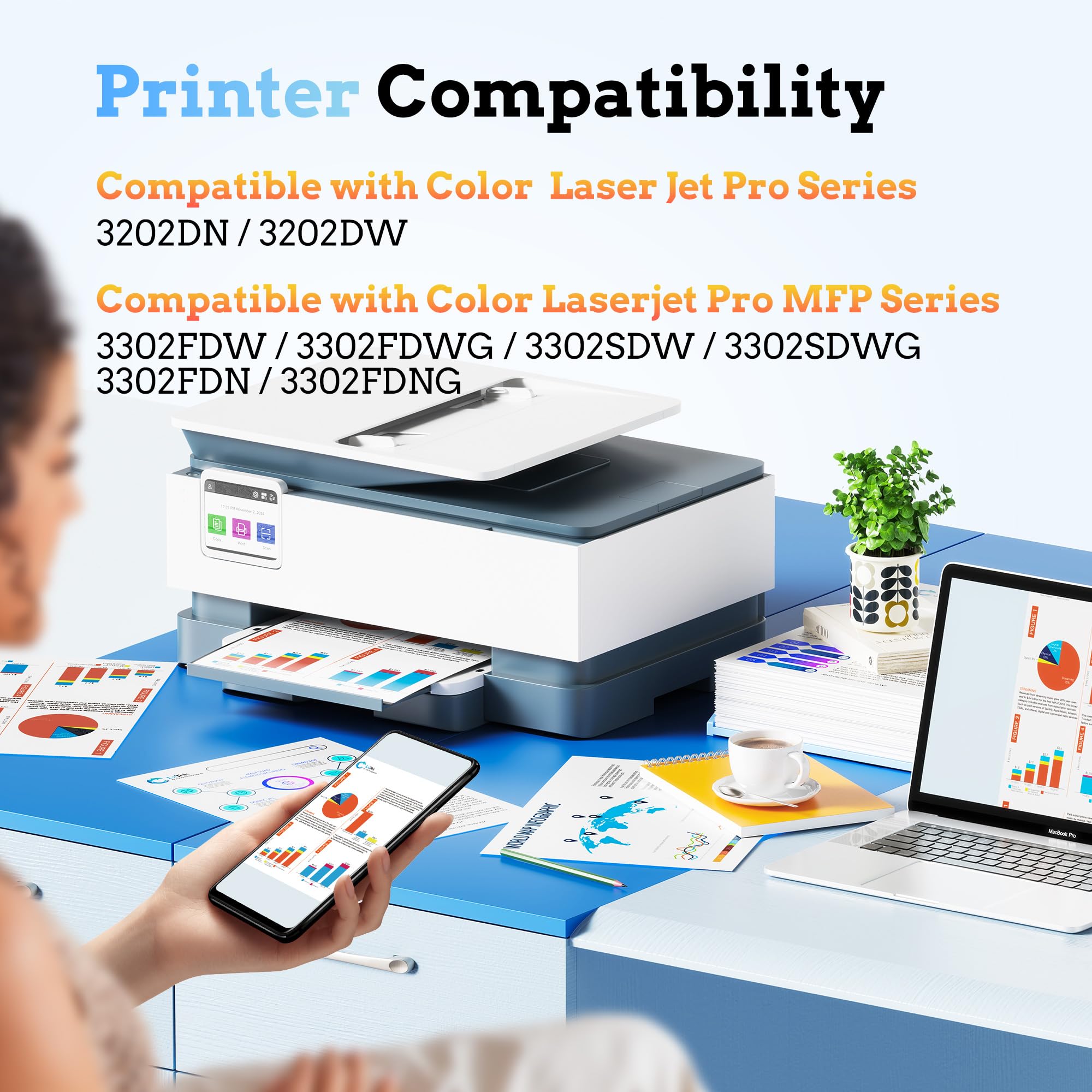 LxTek 219A W2190A 3302FDW Toner con chip, compatibile per HP 219A 219X per Color LaserJet Pro MFP 3302FDWG 3302FDW 3302SDW 3302FDN 3302FDNG 3302SDWG 3202DN W2190A (Nero Ciano Giallo Magenta 4