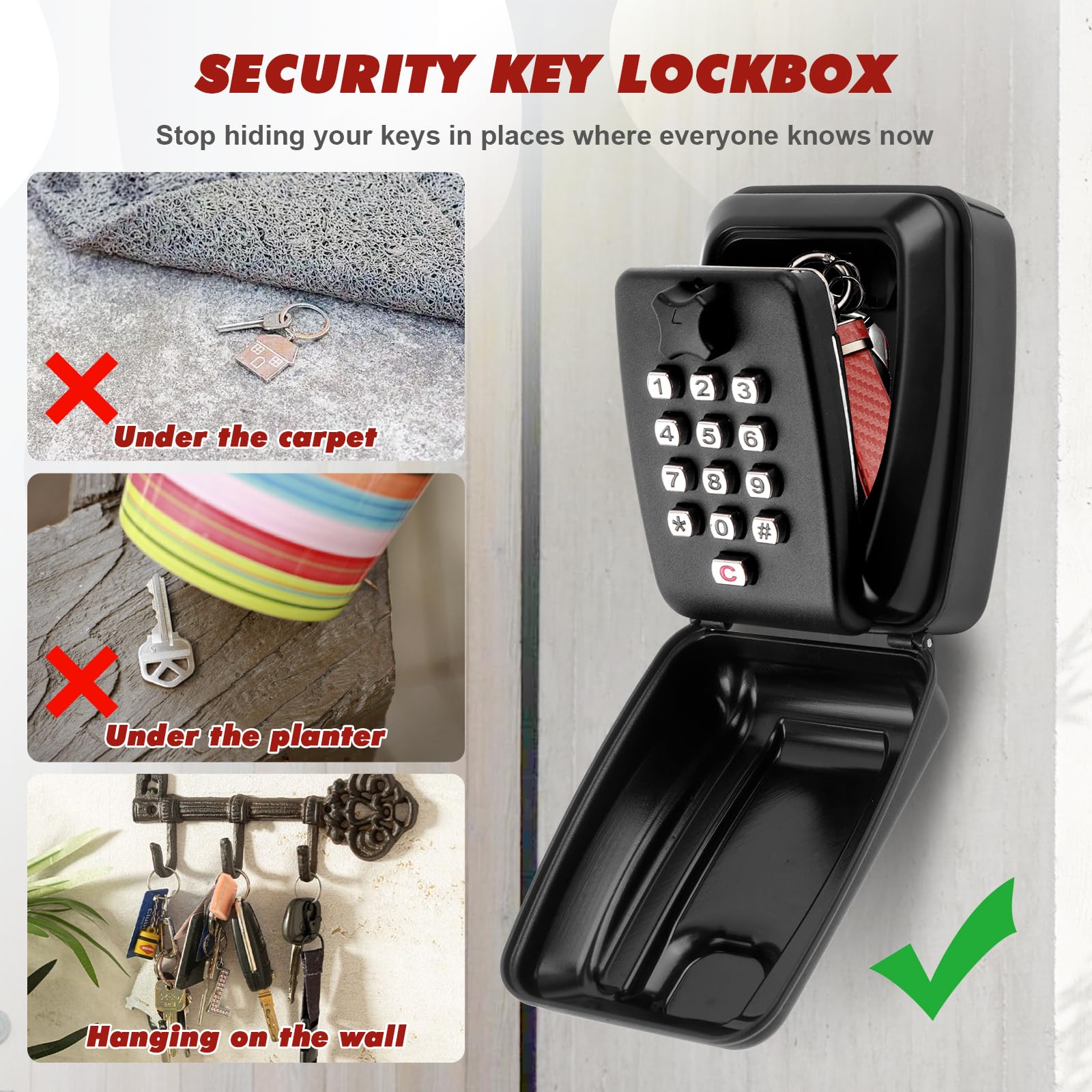 Cassaforte Chiavi Esterna Con Codice 12 Cifre - Box Sicuro Impermeabile Da Parete Per Casa E Garage - Foto 6